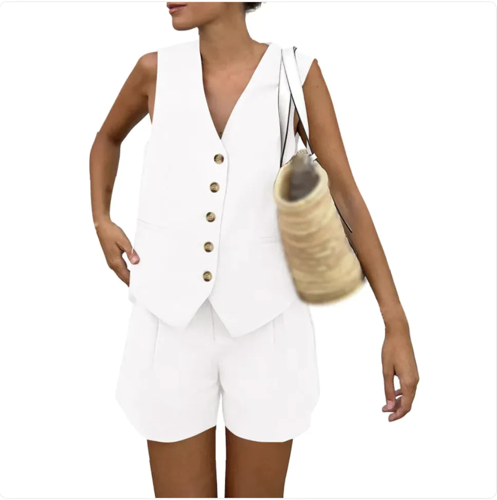 Sleeveless Vest Shorts Casual Suit
