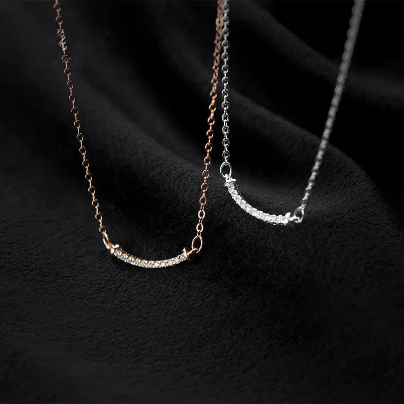 Korean Style Sweet Curve Necklace with Diamonds D5150