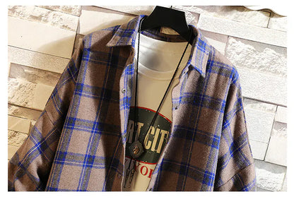 Vintage Plaid Wool Shirt Jacket for Men (Spring/Fall)