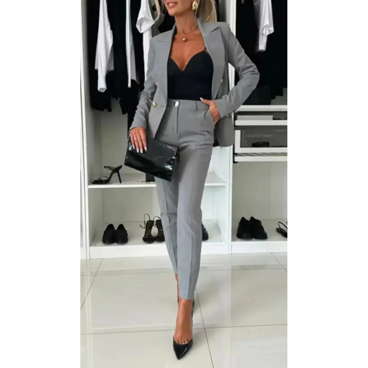 Women's Solid Color Casual Suit