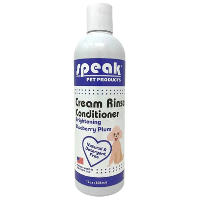 Speak Pet Products Dog Natural Cream Rinse Conditioner Brightening Blueberry Plum 17oz