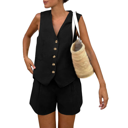 Sleeveless Vest Shorts Casual Suit