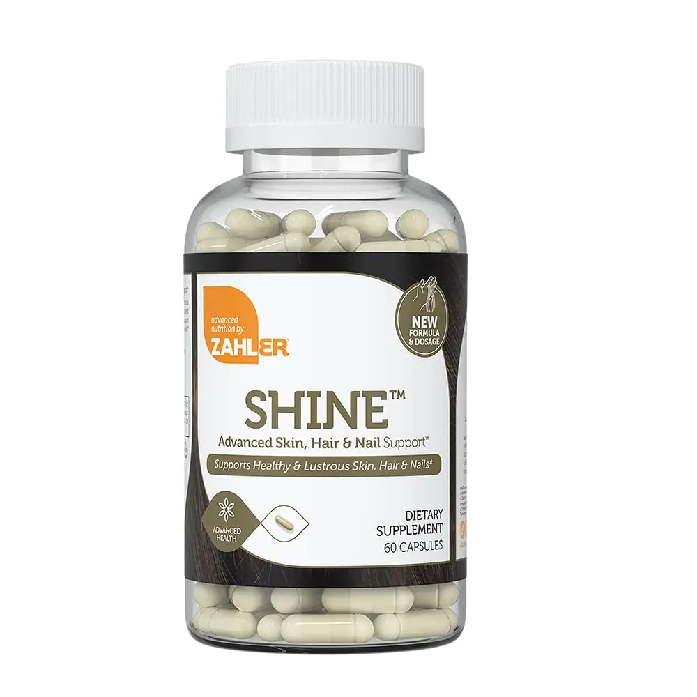 Zahler Shine Hair Skin and Nails Vitamins for Women & Men - Multivitamin for Hair Growth Stronger Nails and Skin Health - Kosher Supplement with Biotin Keratin & Hyaluronic Acid (60 Capsules)