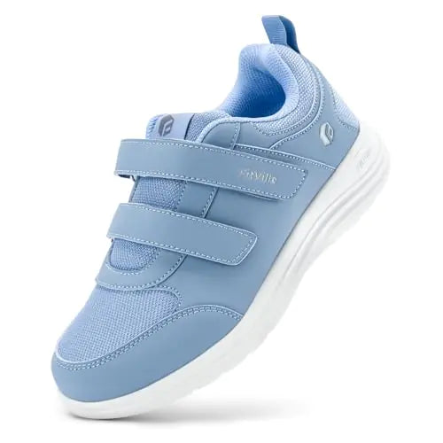 FitVille Diabetic Shoes for Women Wide Width Lightweight Diabetic Slip on Shoes for Women with Adjustable Strap Walking Shoes for Swollen Feet Women Comfortable Mesh Wide Width Shoes for Women Blue