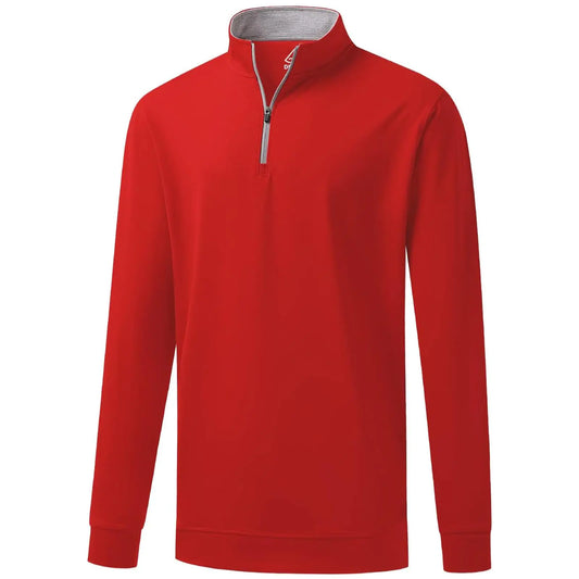 DEOLAX Mens Quarter Zip Pullover Solid 1/4 Zip Pullover Mens Athletic Long Sleeve Sweatshirt Mock Neck Golf Shirts for Men Red