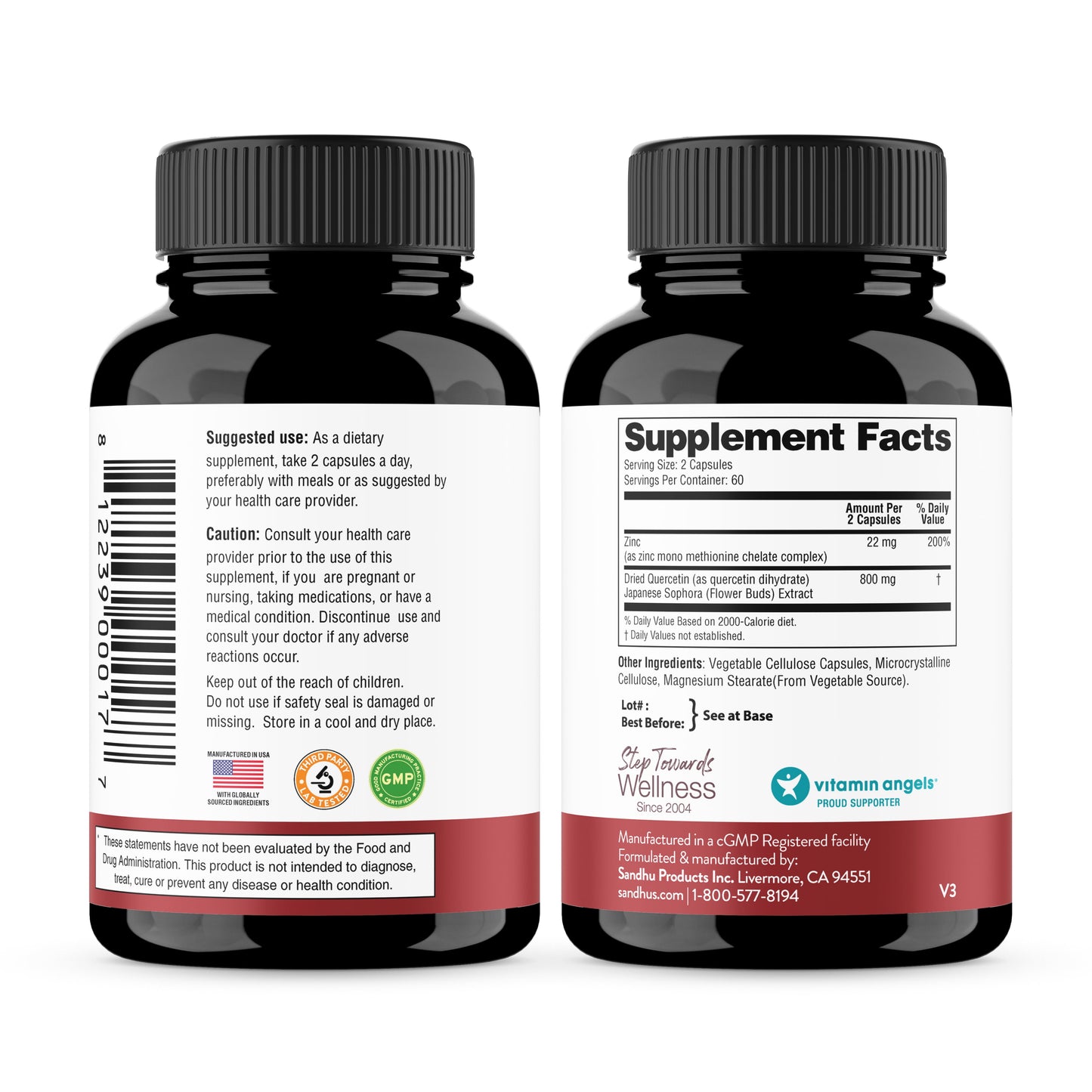 Zinc Quercetin, Dietary Supplements, 120 Vegetarian Capsules