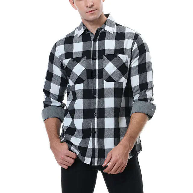 Vintage Plaid Shirt for Men - Long Sleeves Fashion