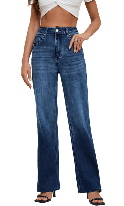 ETTELO Womens Jeans Stretchy High Waisted Tall Jeans for Womens Lightweight Cute Navy Blue Work Jeans for Women 2024