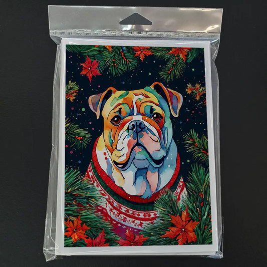 English Bulldog Christmas Greeting Cards Pack of 8