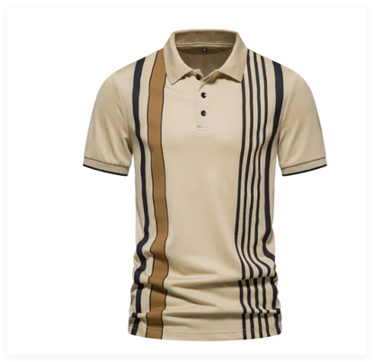 Vertical Striped Button Polo Shirt for Men (One Piece)