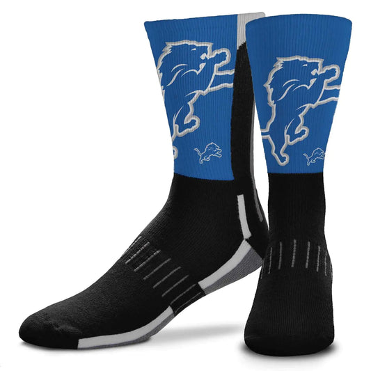 For Bare Feet NFL Adult Curve Socks - Game Day Apparel - Machine Washable - Warm & Cold Weather - Comfort and Style for Men &Women (Detroit Lions - Black Adult Medium)
