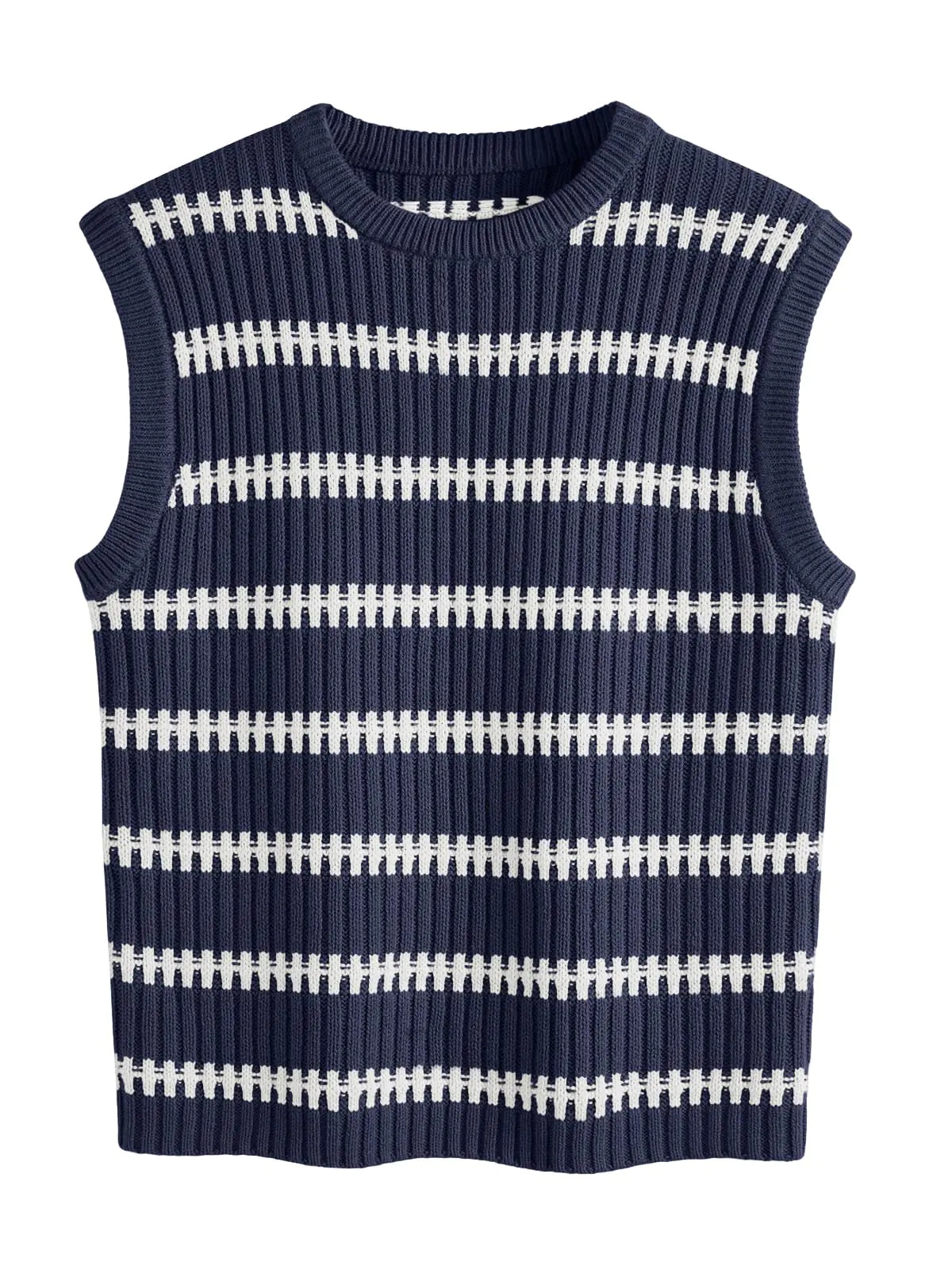 LILLUSORY Women Sweater Vest Sleeveless Sweater Tank Tops Crew Neck Knit Vest Tops Fall Trending Outfits 2024 SENavyBlue XL