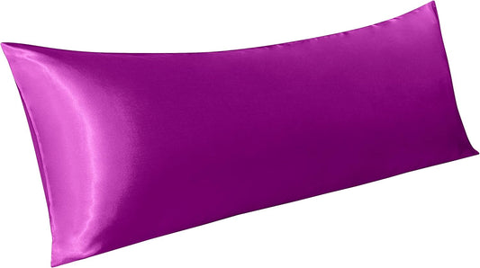 Body Silk Satin Pillowcase for Hair and Skin, Silky Soft and Luxurious Bedding Pillow Case with Envelope Closure, 20X54 Inches, Purple