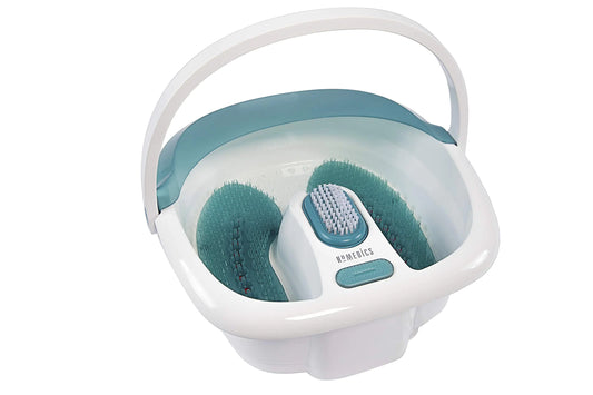 Homedics Bubble Elite Foot Spa Massager with Heat Boost 2-in-1 Removable Pedicure Center Toe-Touch Control Easy Tote Handle with Splash Guard