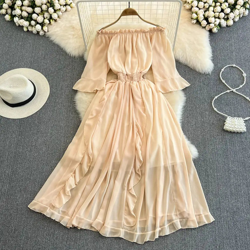 Ruffled Chiffon Dress for Women - Casual Elegance
