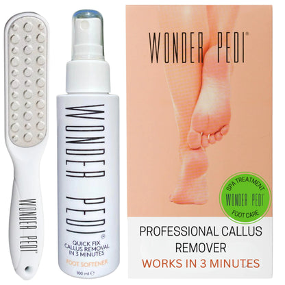 Callus Remover Instant Exfoliating Foot Peel Spray Feet Dead Skin Cracked Heels Softener Pedicure Treatment Works with Any Foot File. Wonder Pedi (File + Spray 3.38 FlOz)