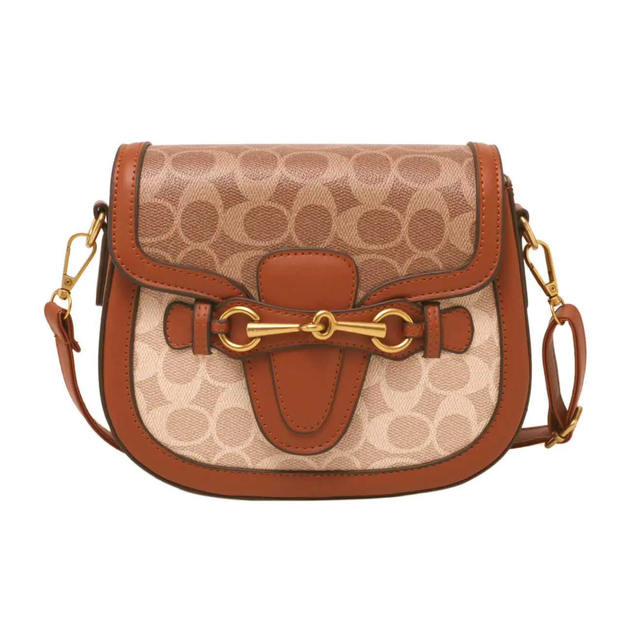 Women Small Crossbody Bags Women Golden Buckle Leather Purse Handbag Fashion Design (brown)