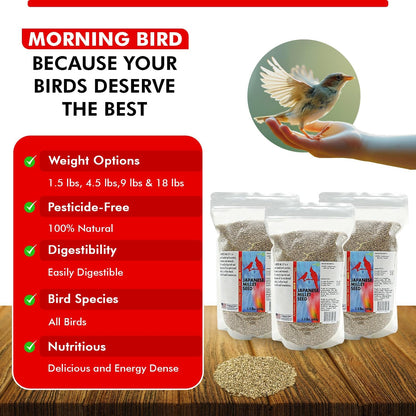 Japanese Millet Seed - Healthy & Nutritious Pet Bird Food to Support Health - Rich in Vitamins and Supplements – Ideal Bird Feed for All Seed Eating Birds 4.5 Lbs (3-Pack, 1.5 Lbs Each)