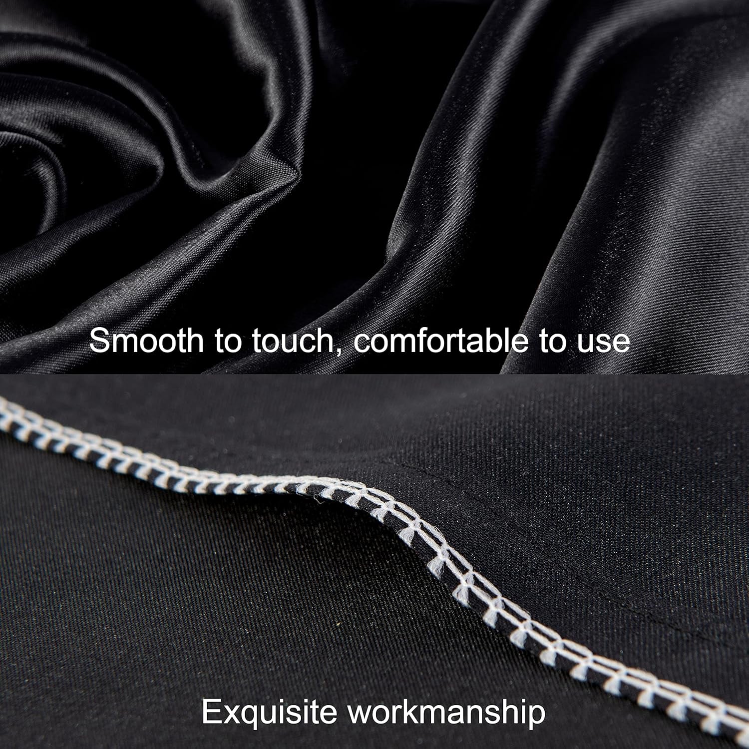 2 Pack Queen Silk Satin Pillowcases for Hair and Skin, Silky Soft and Luxurious Bedding Pillow Cases with Envelope Closure, 20X30 Inches, Black