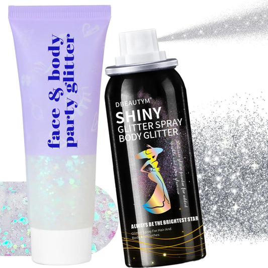 Body Glitter Body Glitter Spray for Hair and BodyClothes Long-Lasting Hair Glitter Body Shimmer Glitter Spray for Stage Concerts Music Festival Rave AccessoriesShiny Body Spray for Women and Men