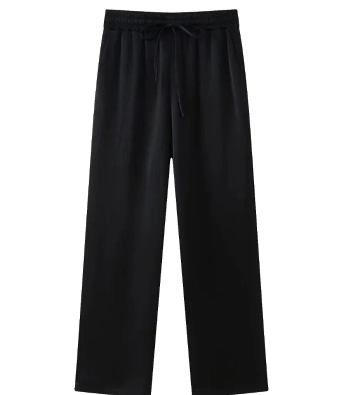 Ruffled Blazer & Casual Trousers Suit