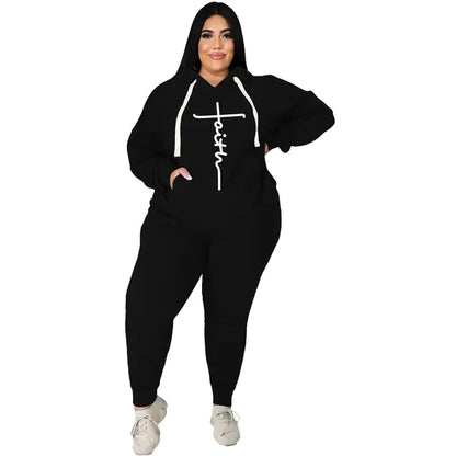 Trendy Plus Size Women's 2-Piece Tracksuit Set