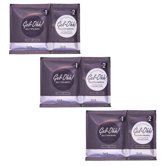 AvryBeauty Gel-Ohh Jelly Spa Bath 3 Pack Charcoal Infused Ginger and Lemongrass Scented Pedicure Salon Services Jelly Pedicure Pedi Heat & Aroma Therapy