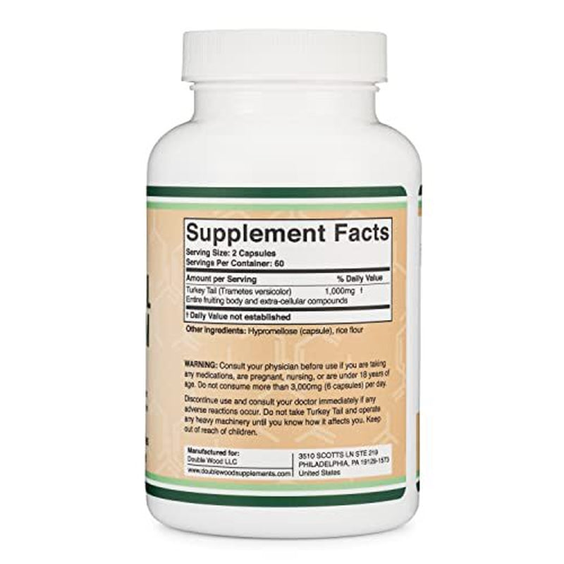 Double Wood Supplements Turkey Tail Mushroom 120 Capsules