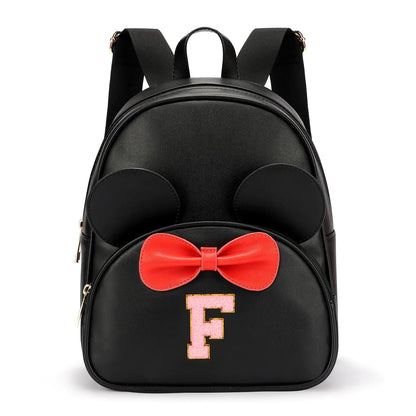 mibasies Mini Backpack for Girls Gift: Mini Mouse Backpack with Letter - Small Backpack for Women (Black L)
