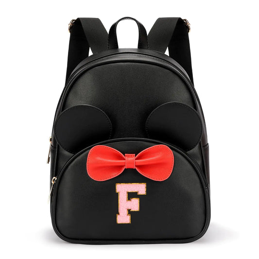 mibasies Mini Backpack for Girls Gift: Mini Mouse Backpack with Letter - Small Backpack for Women (Black L)