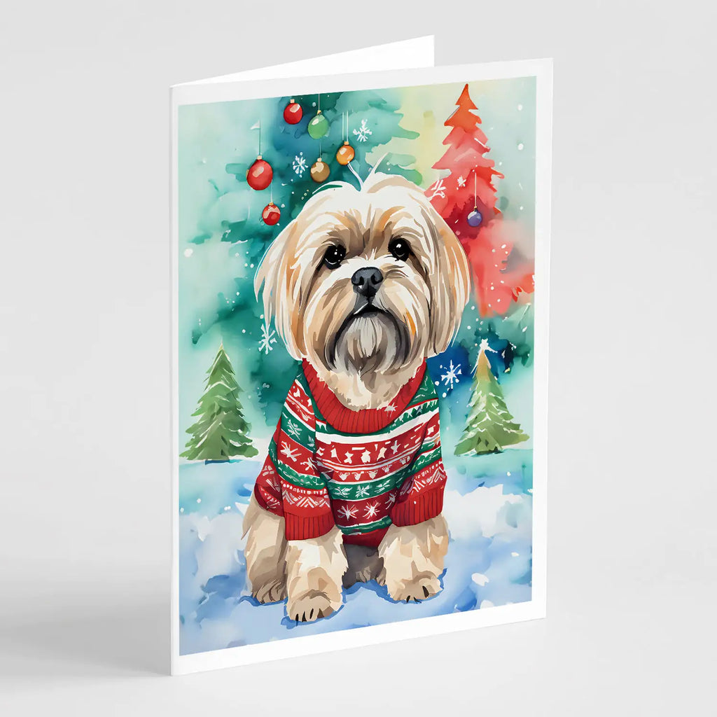 Lhasa Apso Christmas Greeting Cards Pack of 8