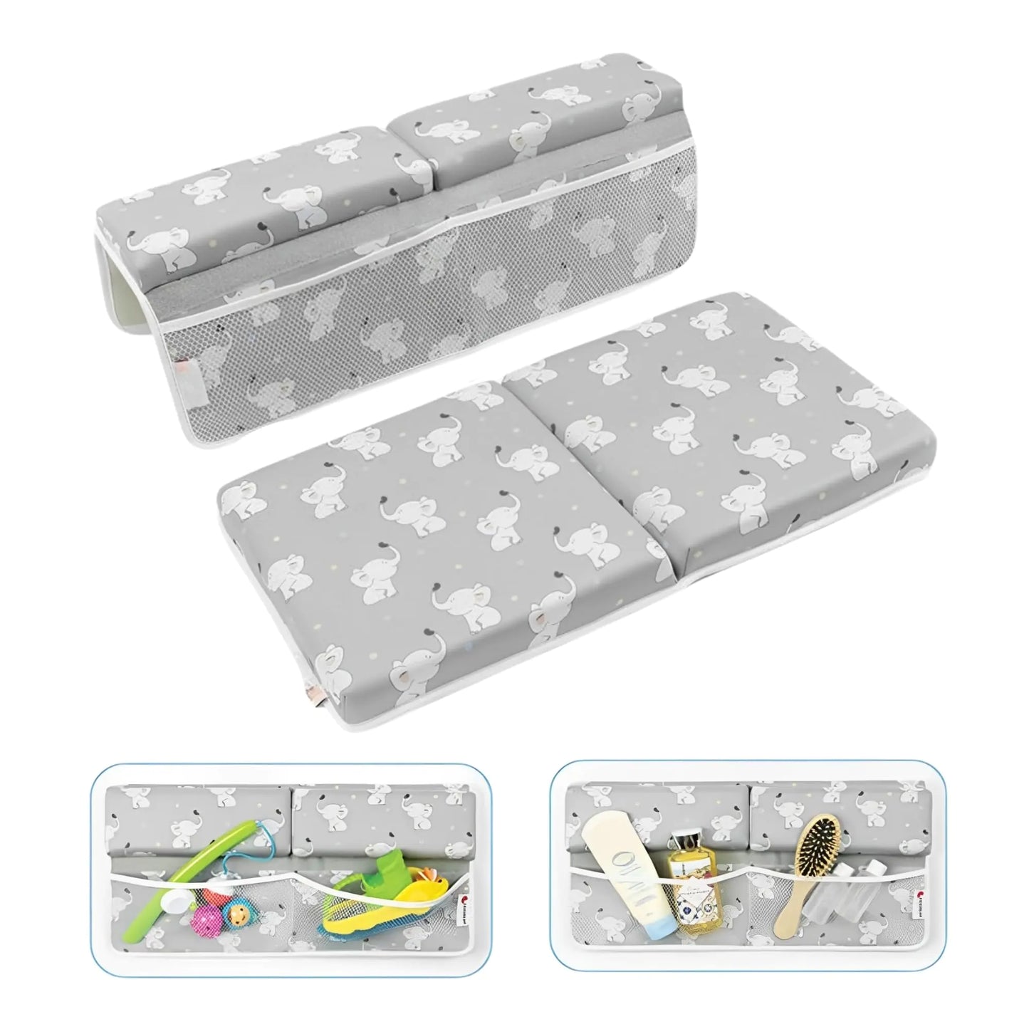 Baby Bath Kneeler and Elbow Rest Pad Set - Fast Dry Knee Pad for Bathing Babies - Comfortable Bath Kneeler and Elbow Kneeling Rest Pad - Durable Baby Bath Kneeling Pad for Bathing Baby (Elephant Grey)