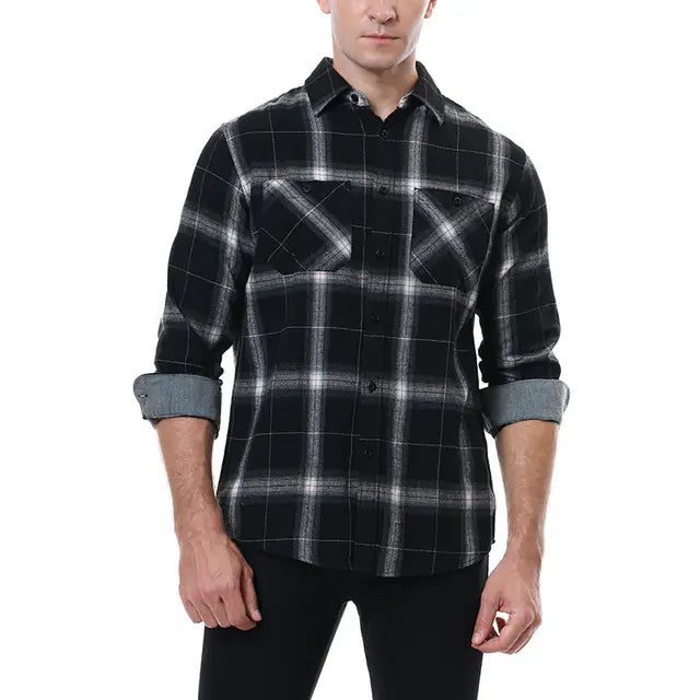 Vintage Plaid Shirt for Men - Long Sleeves Fashion