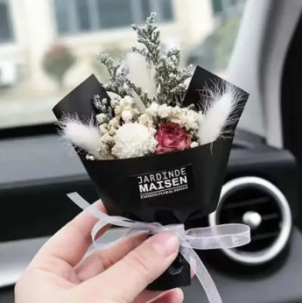 Car Vent Aromatherapy Perfume with Handmade Eternal Dried Rose Bouquet