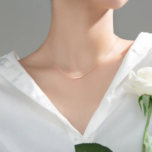 Korean Style Sweet Curve Necklace with Diamonds D5150