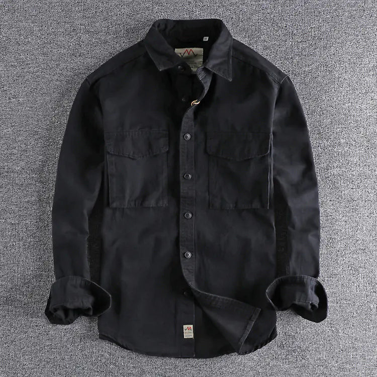 2021 Japanese Retro Workwear Pocket Shirt for Men