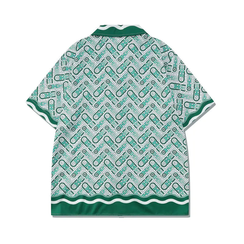 Vintage Green Ripple Printed Oversized Tracksuit Set