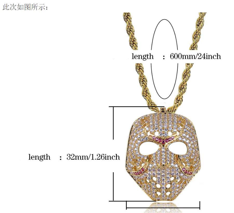 Mask Necklace, Hip-Hop Necklace, Masquerade Necklace