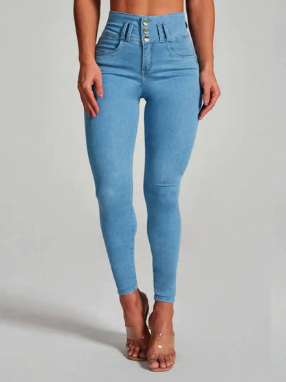 High-Rise Skinny Jeans for Women - Slim Fit Curve Sculpting