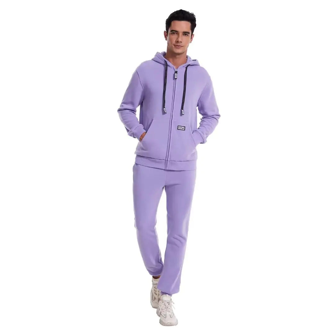 AKsit Mens Sweatsuit 2 Piece Hoodie Tracksuit Set Jogging Suits Outfit Everyday Casual Wear Fashion Activewear Zip Warm Tracksuit Sports Set(Purple 5XL)