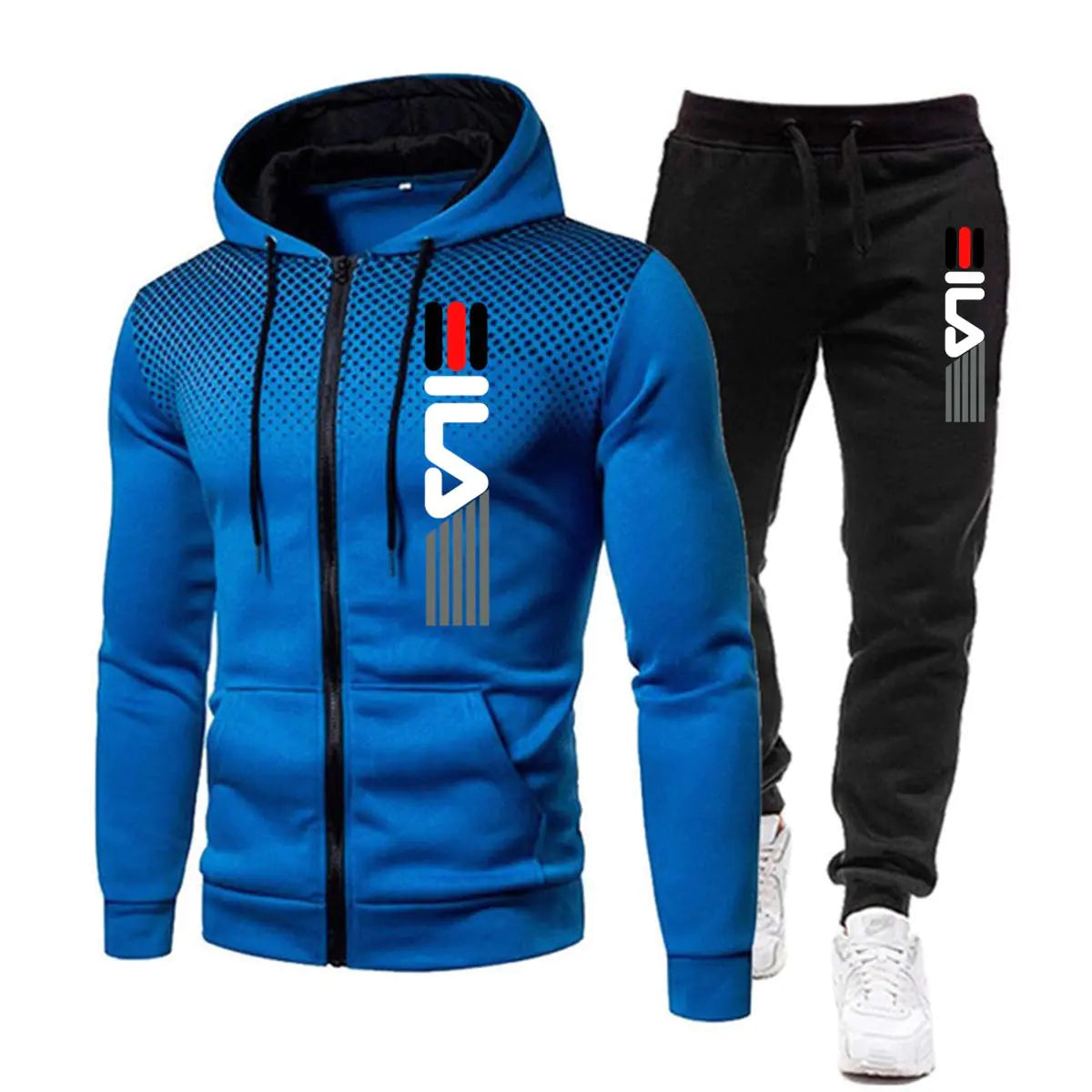 2023 Fall Winter Men's Fleece Dot Tracksuit Set