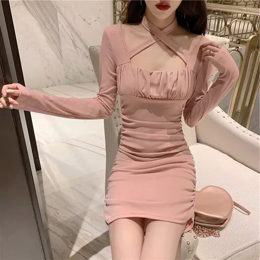 Long Sleeve Short Dress with Tie, Fairy Style Dress