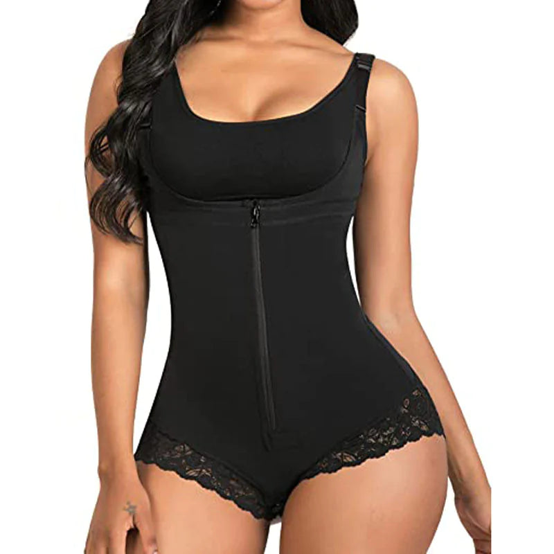 Seamless Hip Lifting Body Shaper Tights with Zipper – Full Body Shapewear