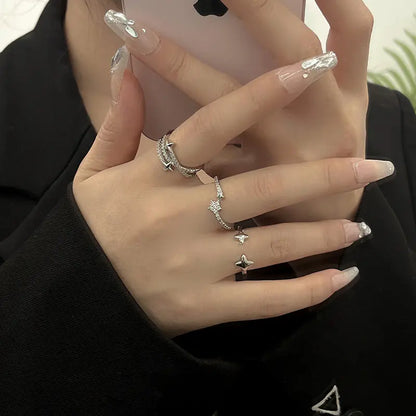 Exquisite Zircon Cross Asterism Ring for Women