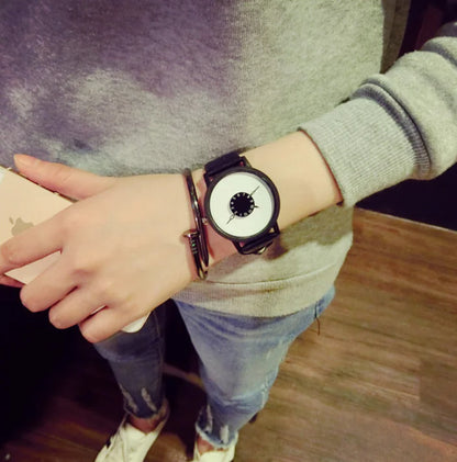 Minimalist Black and White Couple Quartz Watches