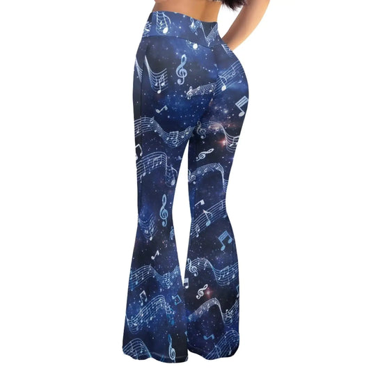 ELEDIZI Galaxy Music Pants for Women High Waisted Flare Yoga Pants for Women Bell Bottom Leggings for Women High Waisted Flair Leggings Bootcut Leggings for Women Petite Tummy ControlSize XL