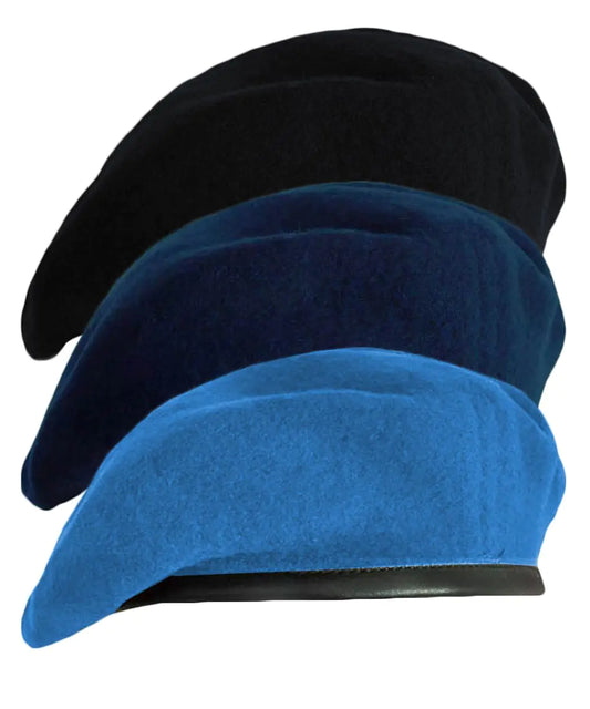 Gajaous British Military Berets for Men and WomenWool and Leather Army Beret Hats 3 Packs