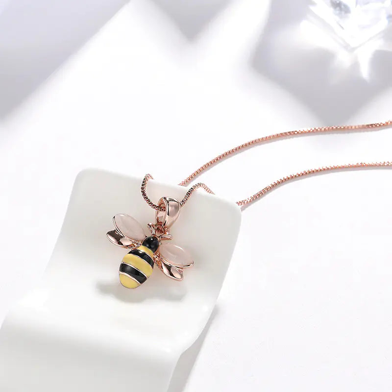 Bee Necklace, Collarbone Necklace, Bee Pendant