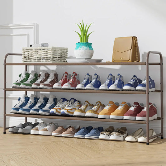 Kitsure Shoe Rack for Closet Shoe Rack for Front Door Entrance Sturdy Shoe Shelf Stackable Closet Shoe Organizer for Garage Space-Saving Shoe Rack Cabinet Shoe Rack Brown X-Large