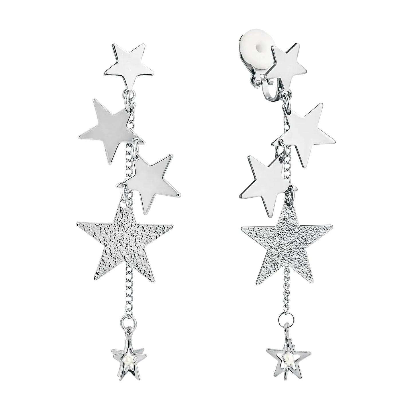 SELOVO Trendy Women Star Dangle Drop Clip on Earrings for Women Silver Tone